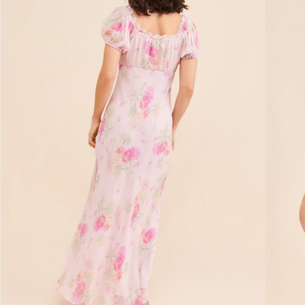 LoveShackFancy Madara Maxi Dress Pink Floral Silk Feel Cottagecore Size M - Picture 2 of 6
